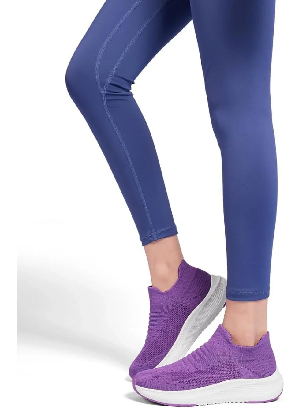 Women's Purple Comfort Lightweight Sock Work Mesh Slip on Casual Sneaker Shoes